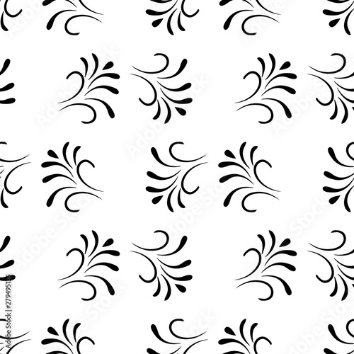Abstract twig seamless pattern. Fashion graphic on white background design. Modern stylish abstract texture. Monochrome template for prints, textiles, wrapping, wallpaper, etc. Vector illustration.