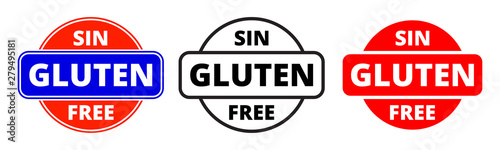 Gluten free icon, Spanish Sin Gluten food package stamp. Vector gluten free healthy products package label
