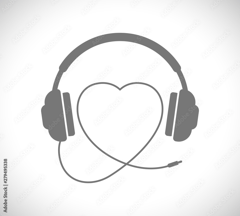 headphones with heart shape wire Stock Vector Adobe Stock