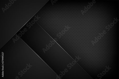 Black abstract vector background with overlapping characteristics.