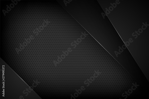 Black abstract vector background with overlapping characteristics.