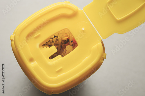 Medical waste container inside a hospital