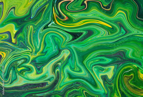 Abstract fluid painting art Mixed lime & yellow & green color