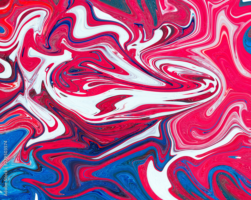Abstract fluid painting art Mixed blue & white & ruby color Abstract fluid painting art Mixed blue & white & ruby color