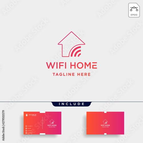 home internet logo design vector wifi house icon siymbol sign photo