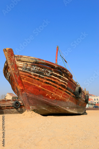 Wooden fishing boats on the beach