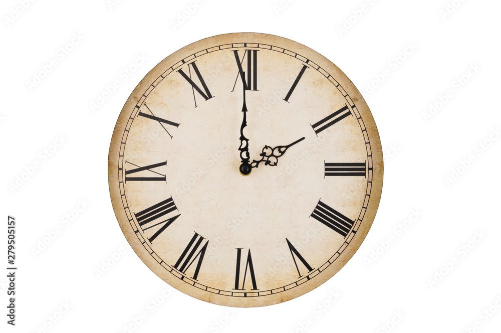 Old clock face isolated on white background Old clock face isolated on white background