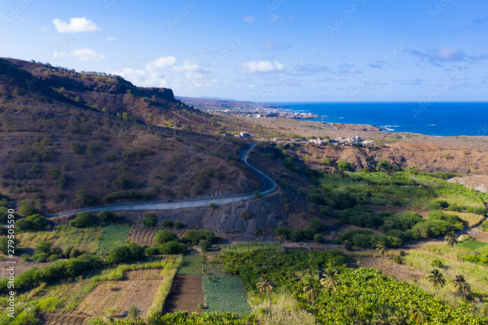  Coconut and sugar canne plantation near Calheta Sao Miguel in Santiago Island  in Cape Verde - Cabo Verde