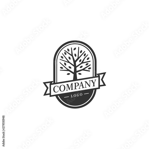 Tree of Life Stamp Seal / Emblem logo design vector