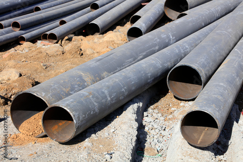 Steel pipe pile in the construction site