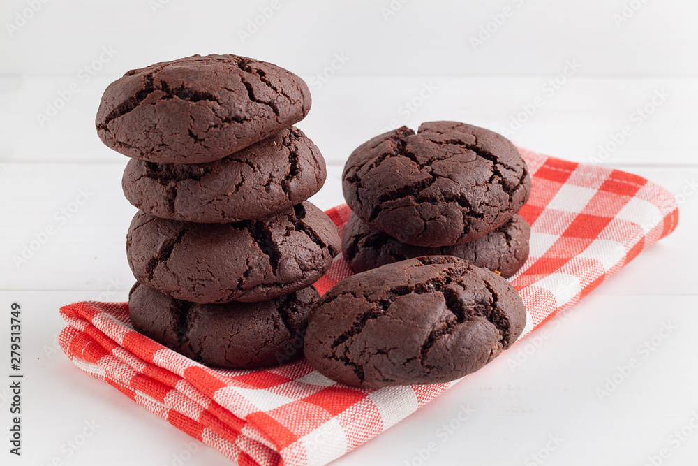 Homemade chocolate cookies fresh from the oven