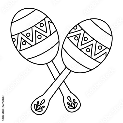 mexican maracas traditional instrument icon