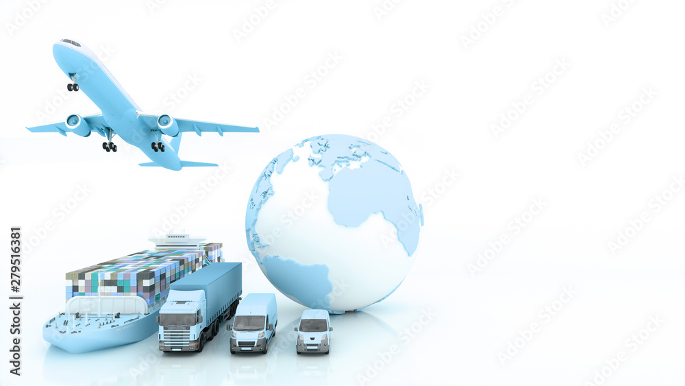 Fototapeta premium international shipping and delivery of goods, 3d illustration