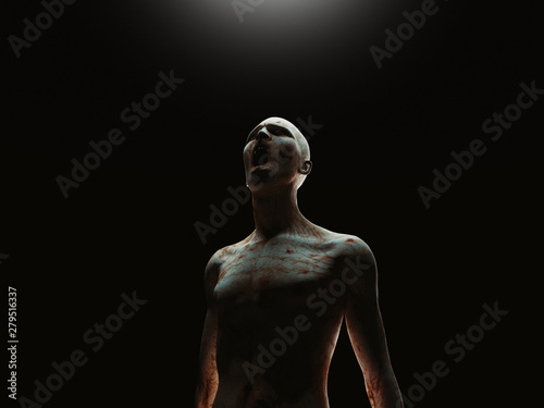 Creature from another planet, weird creature or zombie, 3d rendering photo