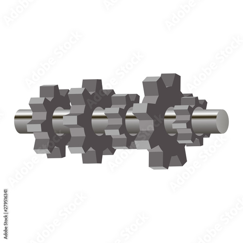 Part of the gearbox mechanism.Isometric and 3D view.