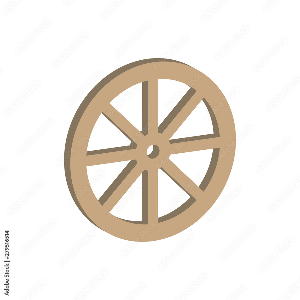 An old wagon wheel..Isometric and 3D view. An old wagon wheel..Isometric and 3D view.