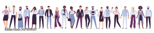 Business company people. Office team, multicultural collective workers group and businessman community vector illustration