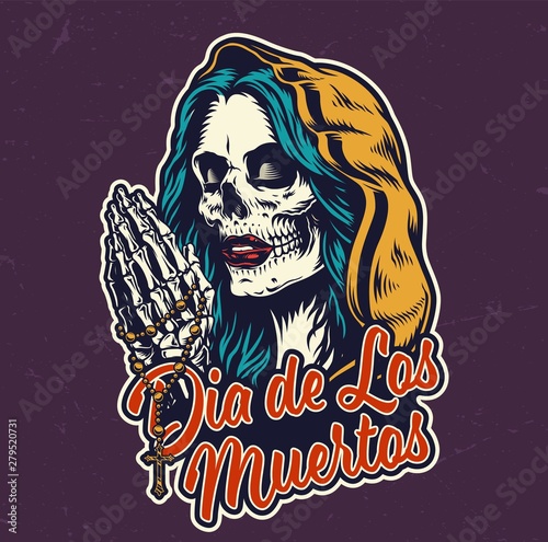 Dia De Los Muertos colorful badge
