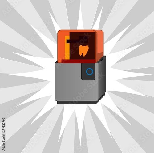 Dental 3d printer in modern style. Dentistry vector icon. Graphic element.