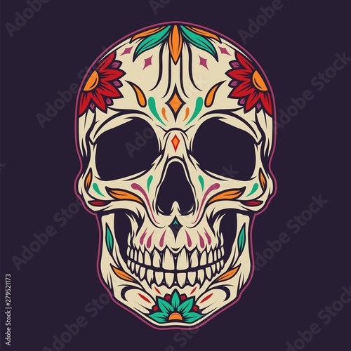 Colorful sugar skull template