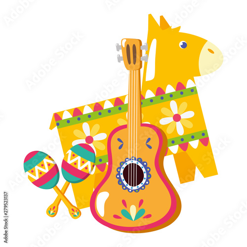 dead of dead celebration pinata with guitar and maracas