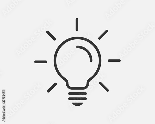 Light bulb icon vector. Llightbulb idea logo concept. Lamp electricity icons web design element. Led lights isolated silhouette. photo