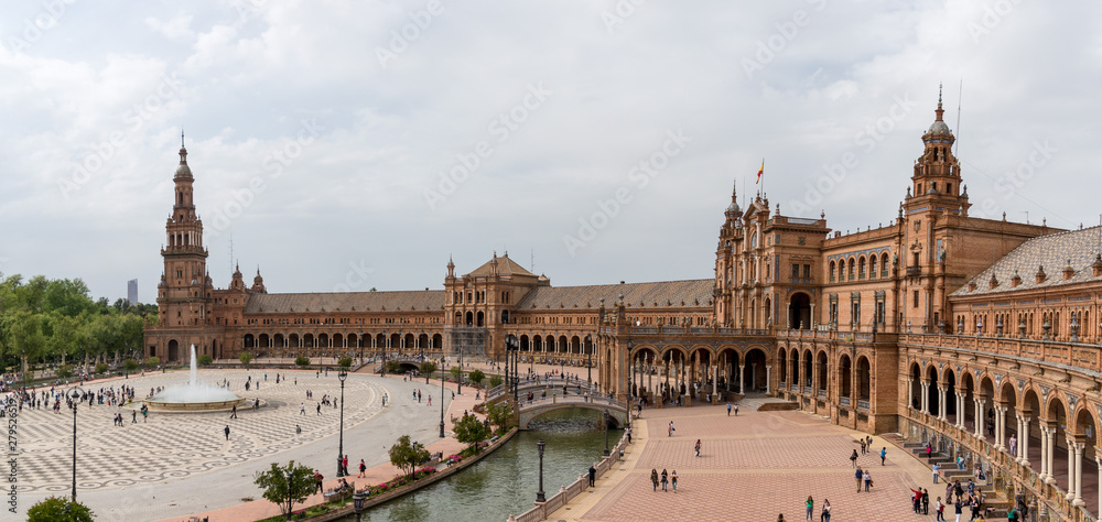 The Plaza de España is a plaza in the Parque de María Luisa, in Seville, Spain, built in 1928 for the Ibero-American Exposition of 1929 and was inspired by Renaissance Revival Mudéjar styles.