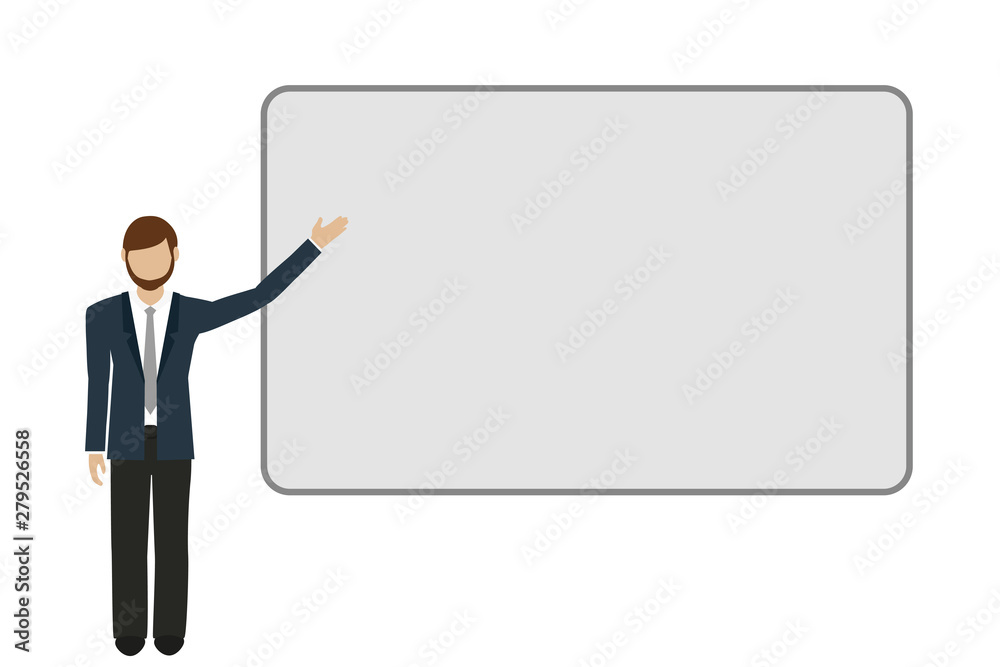 business man shows on a presentation board vector illustration EPS10 business man shows on a presentation board vector illustration EPS10