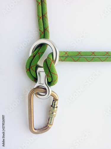 a belay set up for a climber using a figure of eight photo