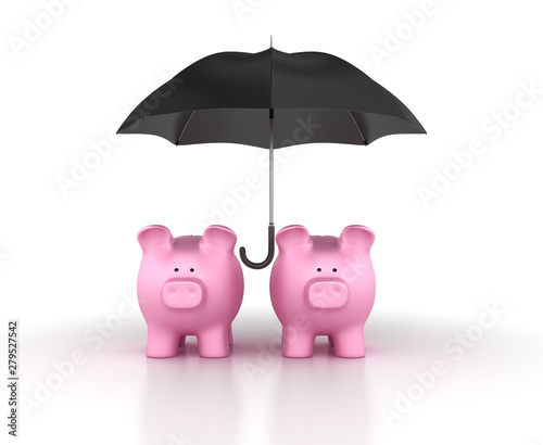 Piggy Bank with Umbrella - High Quality 3D Rendering
