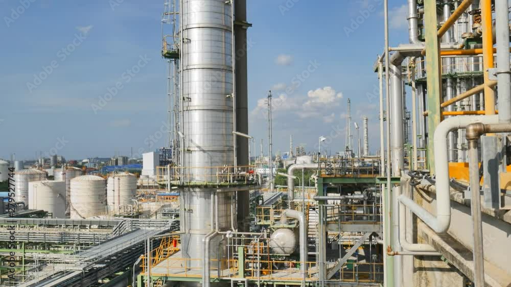 Process area structure , piping , engineering equipment in petroleum refinery plant , Video for technology and Oil and gas industrial concept Process area structure , piping , engineering equipment in petroleum refinery plant , Video for technology and Oil and gas industrial concept