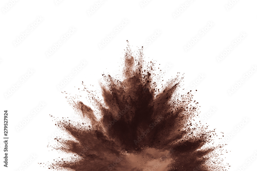 Brown powder explosion isolated on white background. Brown powder explosion isolated on white background.