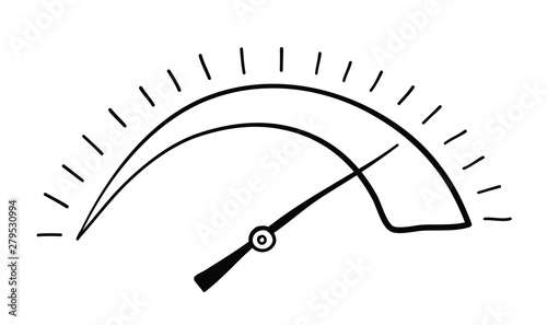 Vector hand-drawn illustration of speedometer.