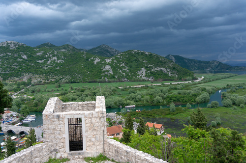 Besac fortress overlooking Skadar lake in Virpazar  Montenegro.