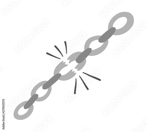 Vector hand-drawn illustration of chains are broken.