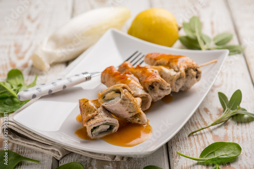stuffed roll with sage spinach