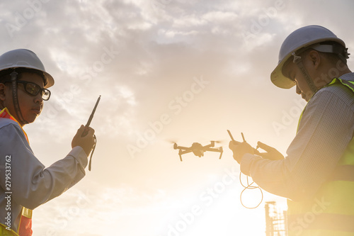 supervisor use drone in construction site