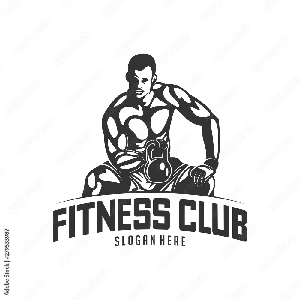 Fitness vector logo design template,design for gym and fitness vector. Fitness club logo with exercising athletic man, vector illustration Fitness vector logo design template,design for gym and fitness vector. Fitness club logo with exercising athletic man, vector illustration