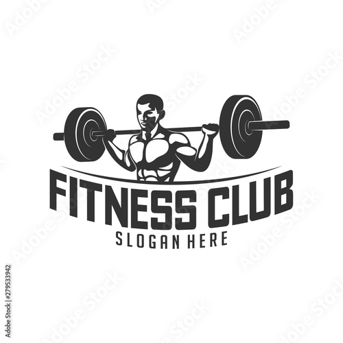 Fitness vector logo design template,design for gym and fitness vector. Fitness club logo with exercising athletic man, vector illustration
