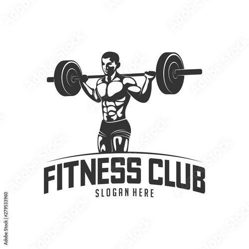 Fitness vector logo design template,design for gym and fitness vector. Fitness club logo with exercising athletic man, vector illustration