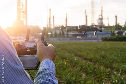 supervisor use drone in construction site