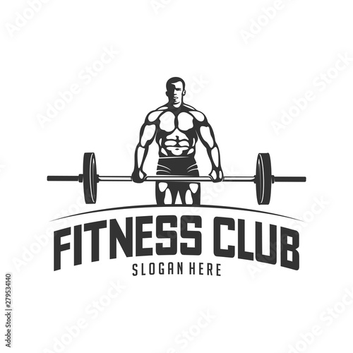 Fitness vector logo design template,design for gym and fitness vector. Fitness club logo with exercising athletic man, vector illustration
