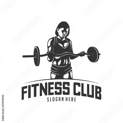 Fitness vector logo design template,design for gym and fitness vector. Fitness club logo with exercising athletic woman, vector illustration