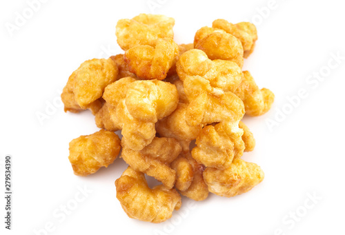 Caramel Puff Corn Popcorn on a White Background