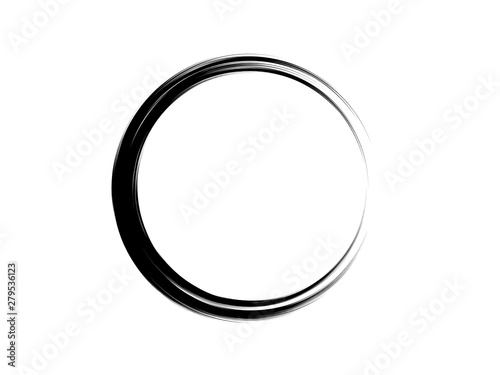 Grunge brush circle made of black paint.Marking element made of black ink.