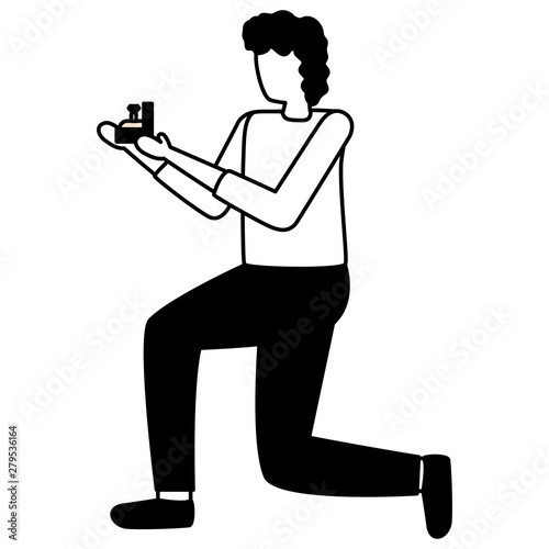 young man proposing marriage with ring