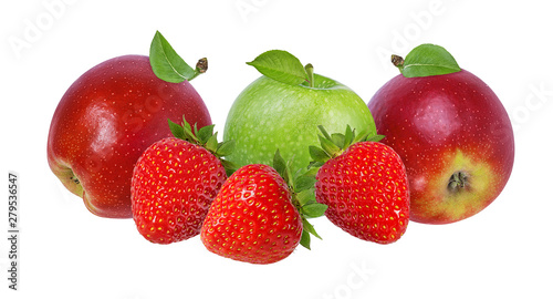 Fototapeta Naklejka Na Ścianę i Meble -  Strawberry and apple isolated on white background