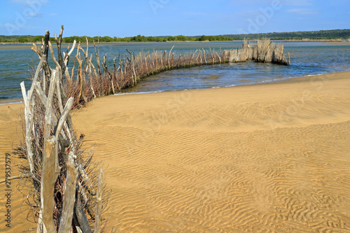 Traditional Tsonga fish trap built in the Kosi Bay estuary, Tongaland, South Africa.