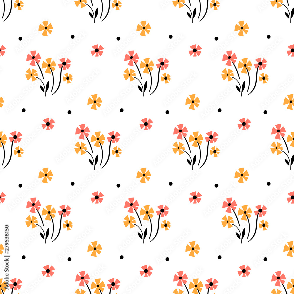 Cute Floral pattern in the small flower. Motifs scattered random. Seamless vector texture.