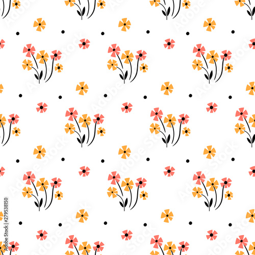 Cute Floral pattern in the small flower. Motifs scattered random. Seamless vector texture.